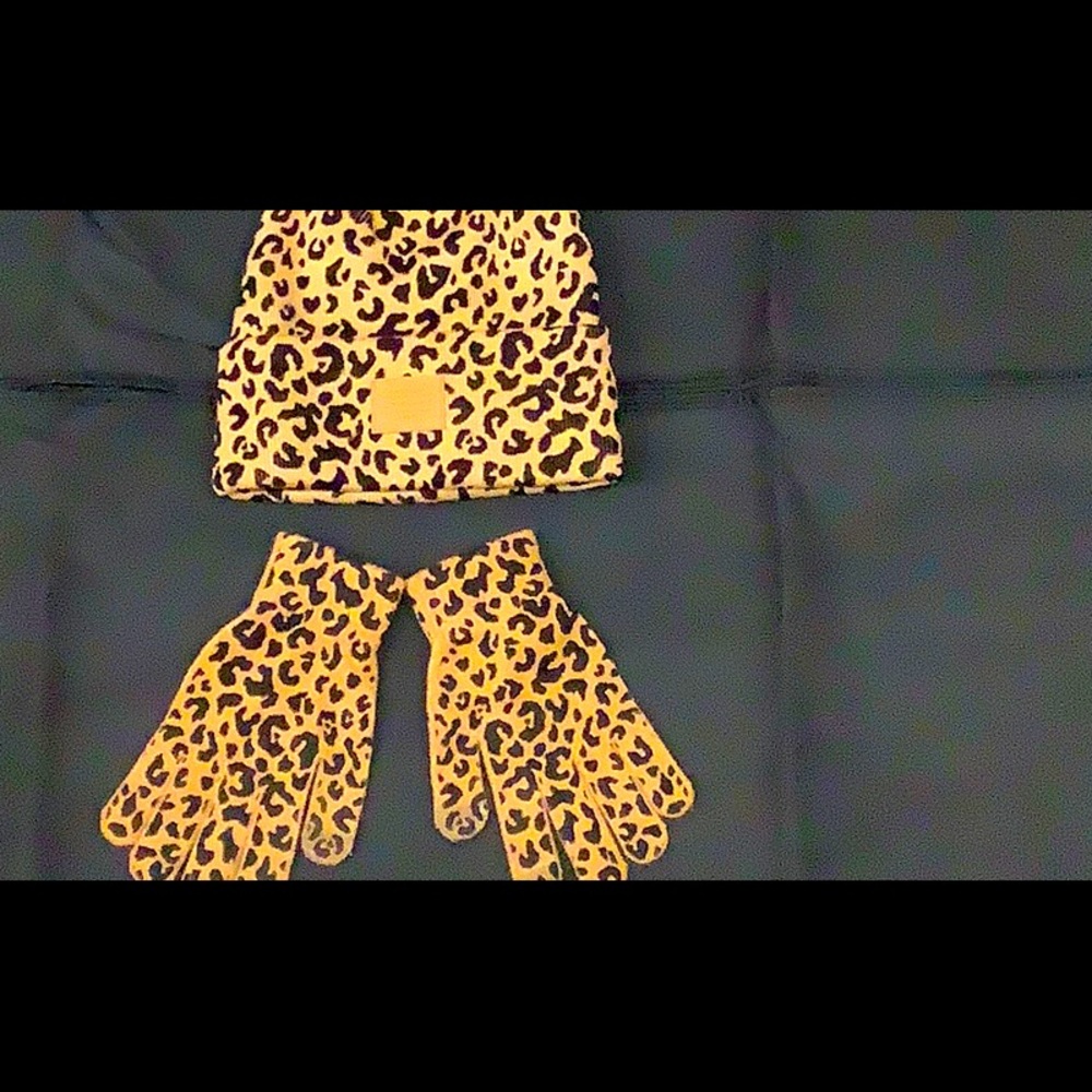 Leopards print hat and glovess
